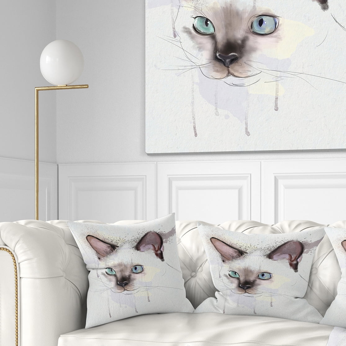 Designart Cute Hand drawn Cat Watercolor - Animal Throw Pillow - 18x18