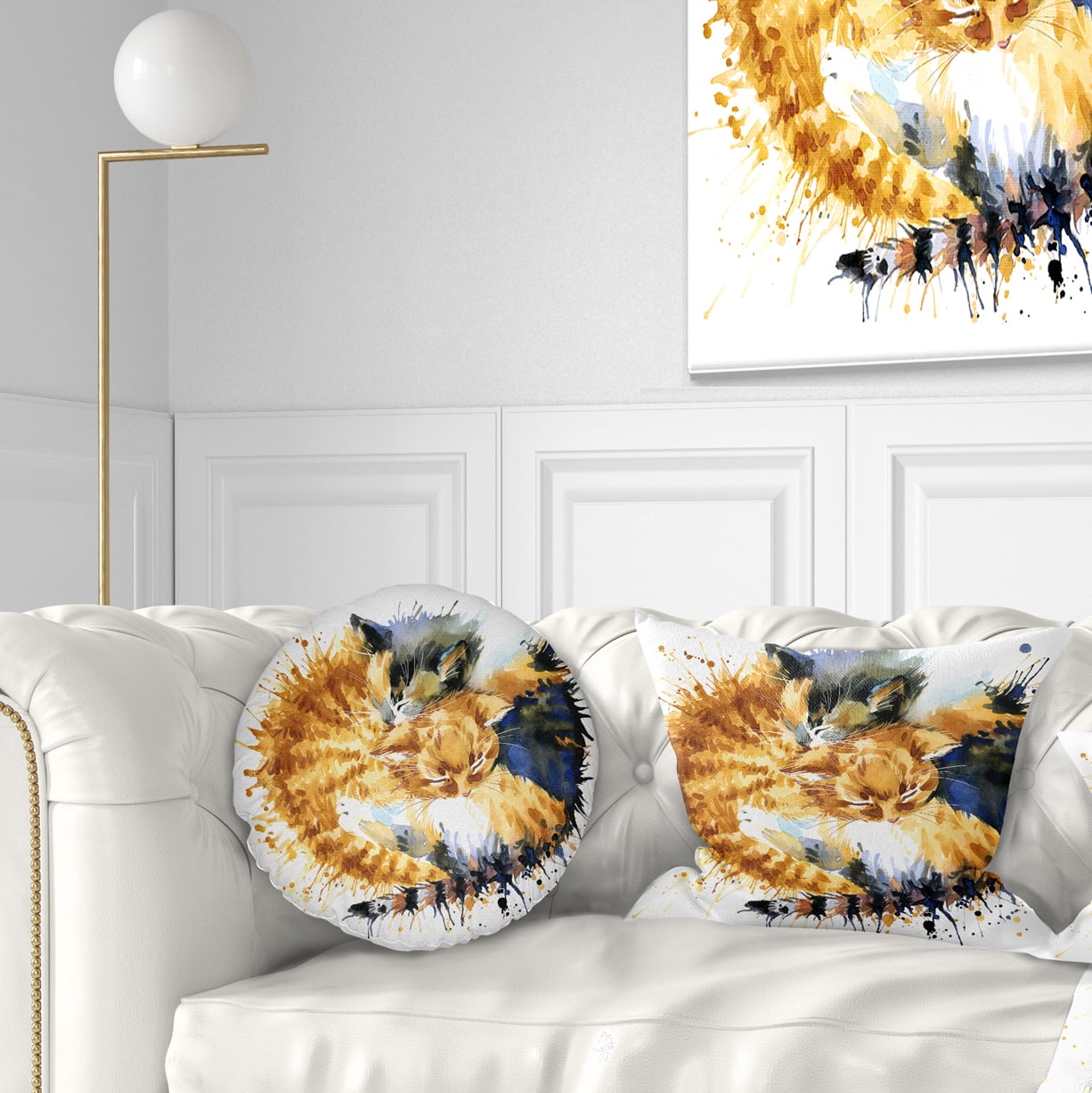 Designart Cute Kitten Graphical Illustration - Animal Throw Pillow - 12x20