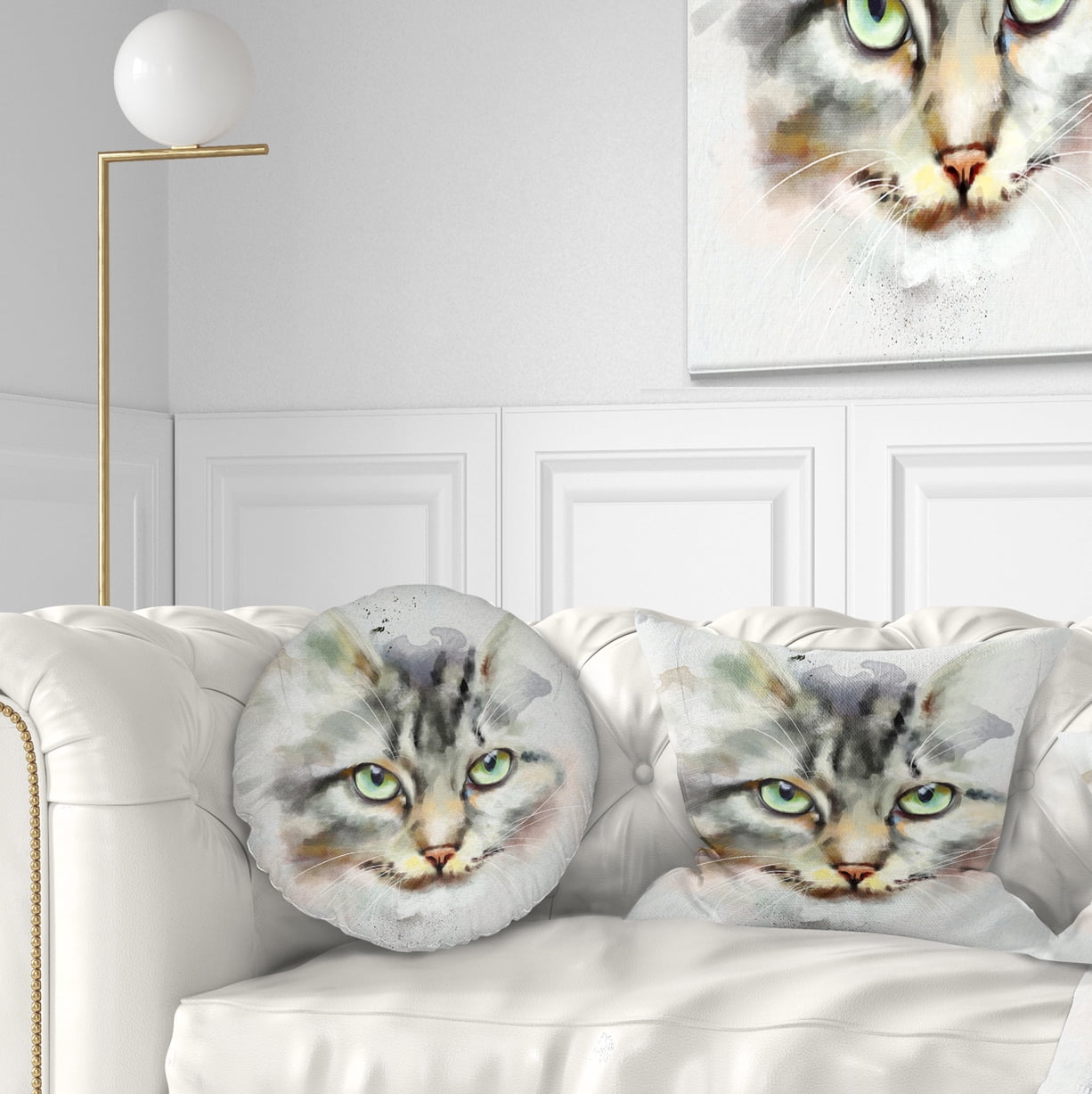 Designart Cute Kitten Watercolor Hand drawn - Animal Throw Pillow - 12x20