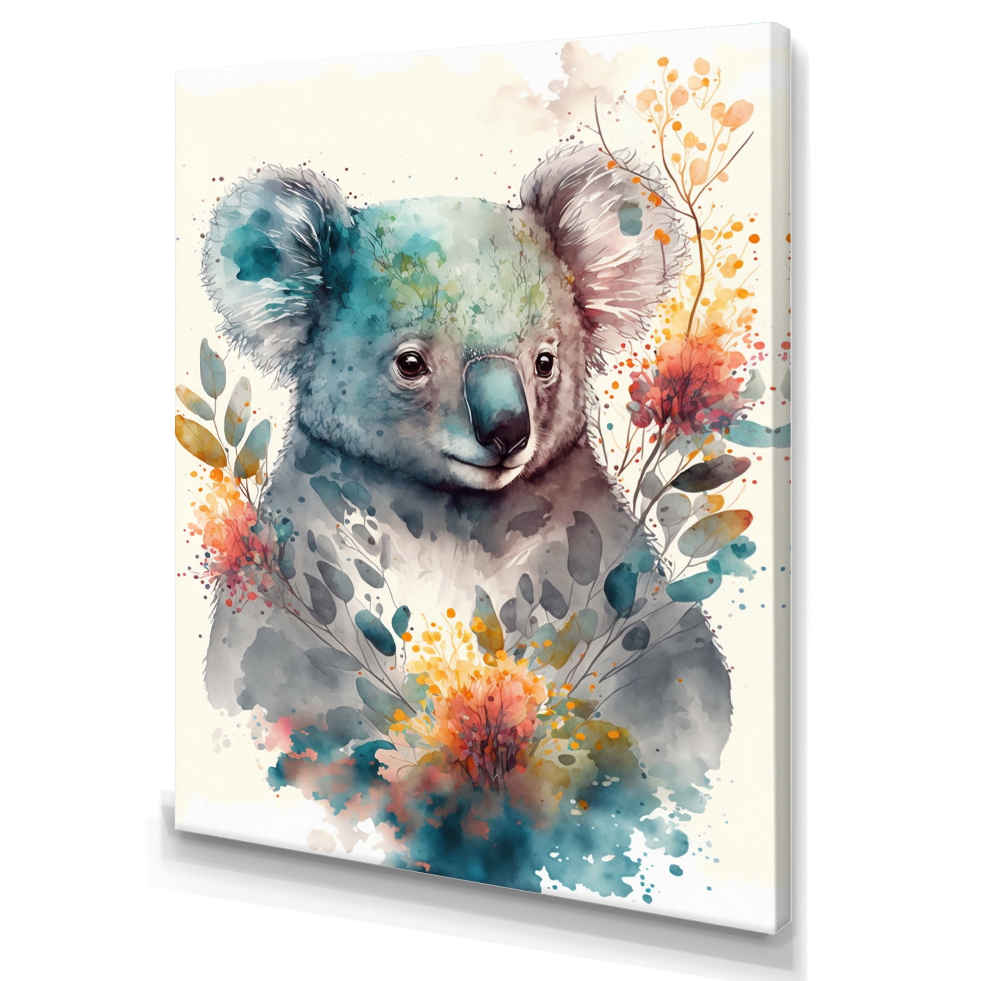 Designart Cute Koala Floral Art Canvas Wall Art