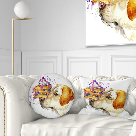 Designart Cute Labrador Dog Watercolor - Animal Throw Pillow - 12x20