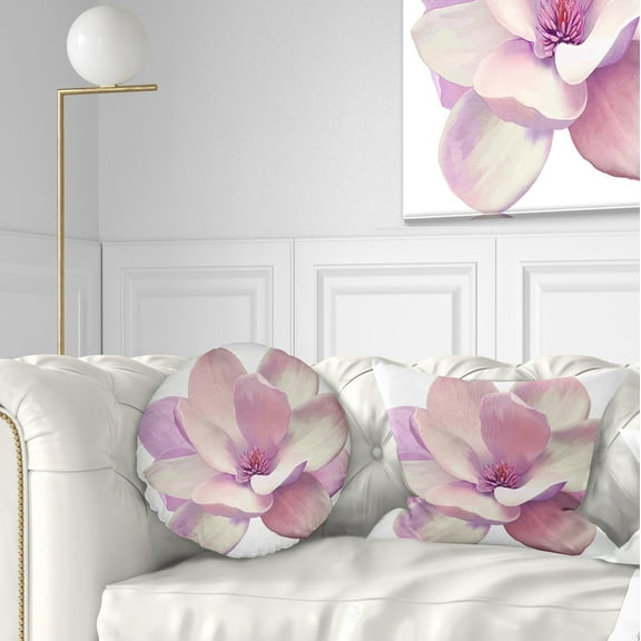 Designart Cute Light Pink Magnolia Flower - Flowers Throw Pillowwork - 12x20