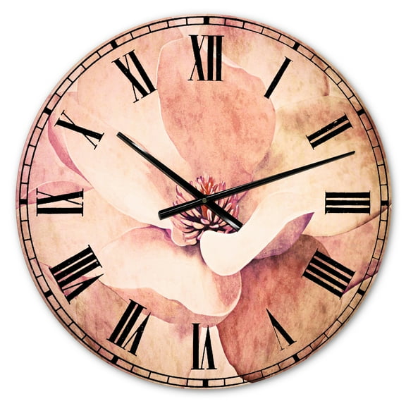 Designart 'Cute Light Pink Magnolia Flower' Traditional wall clock