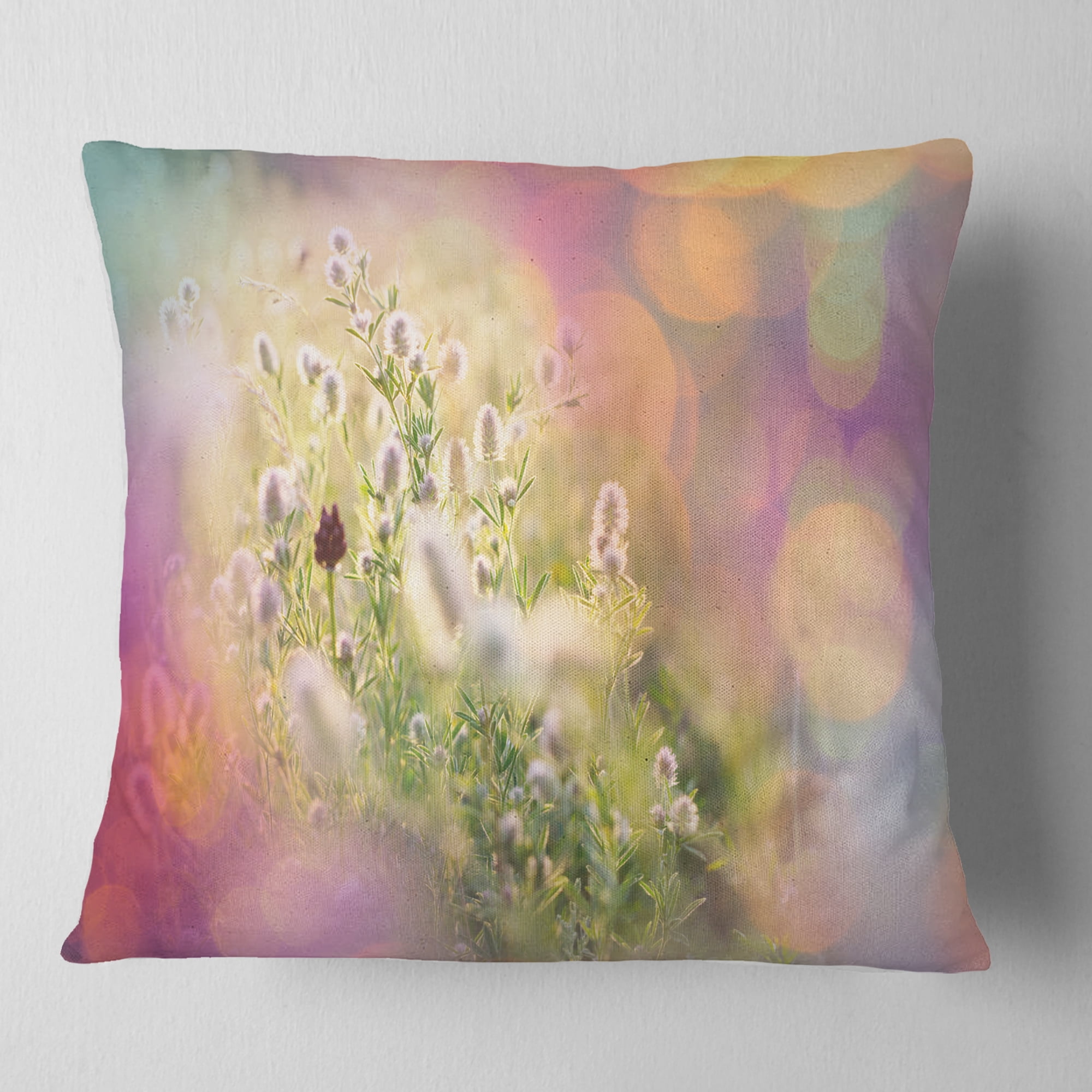 Designart Cute Little Summer Flowers - Flower Throw Pillow - 16x16