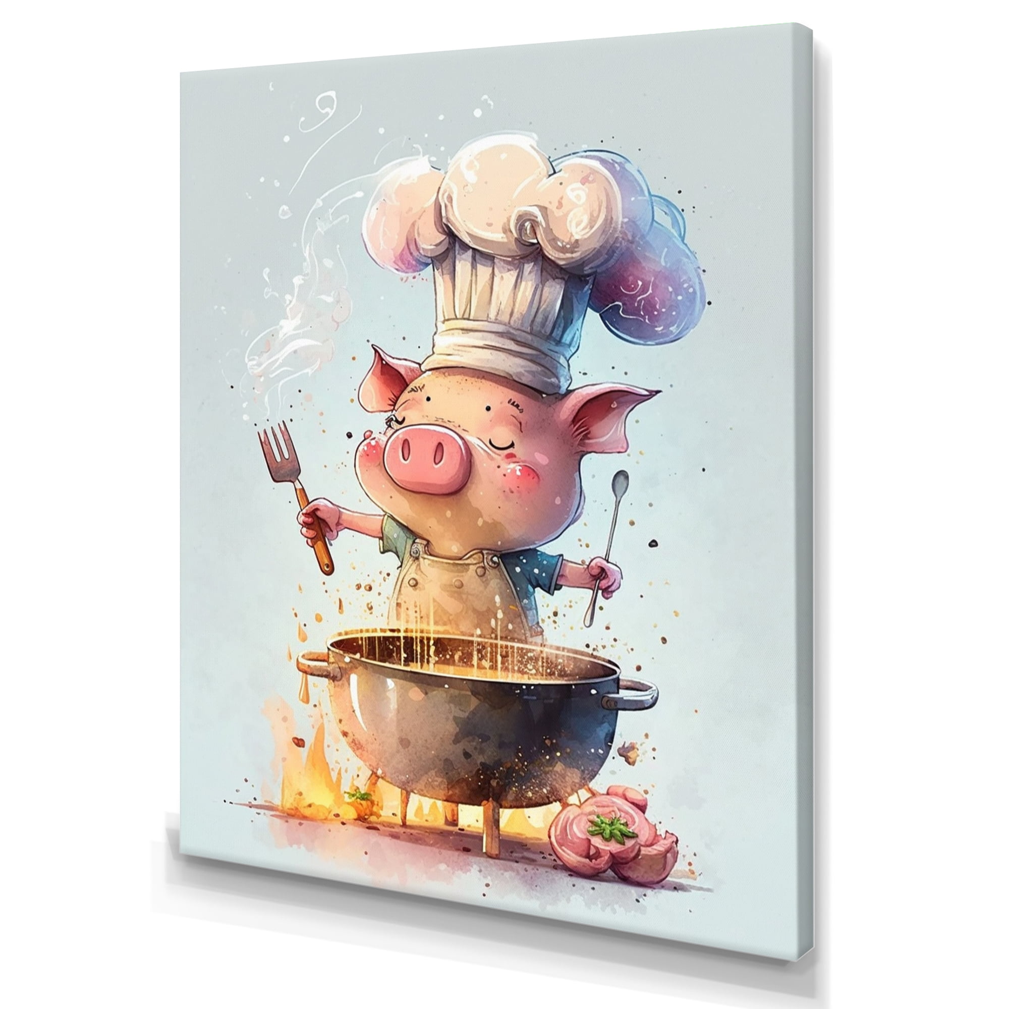 Designart Cute Pig With Chef Hat II Canvas Wall Art