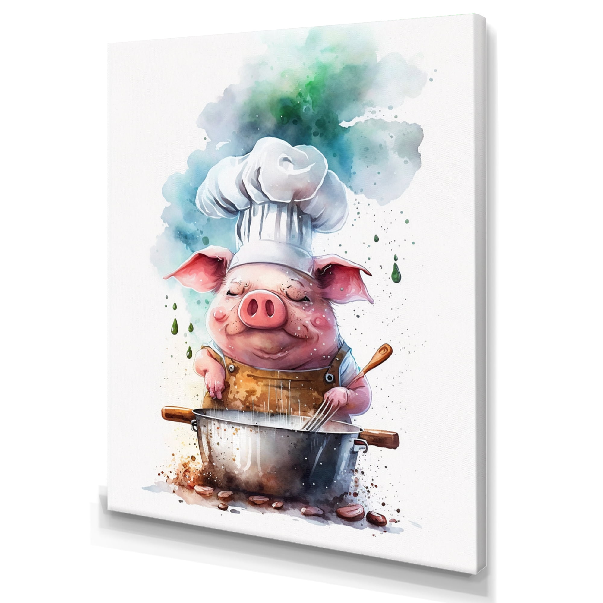 Designart Cute Pig With Chef Hat III Canvas Wall Art