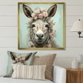 thumbnail image 1 of Designart "Cute Portrait of Floral Donkey" Animals Framed Wall Art Decor - Modern Grey Donkey Entryway Framed Wall Art Print, 1 of 6