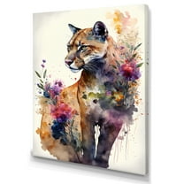 Designart Cute Puma Floral Art IV Canvas Wall Art