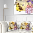 thumbnail image 1 of Designart Cute Puppy Dog and Duck - Contemporary Animal Throw Pillow - 16x16, 1 of 5