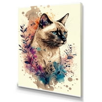 Designart Cute Siamese Floral Art III Canvas Wall Art