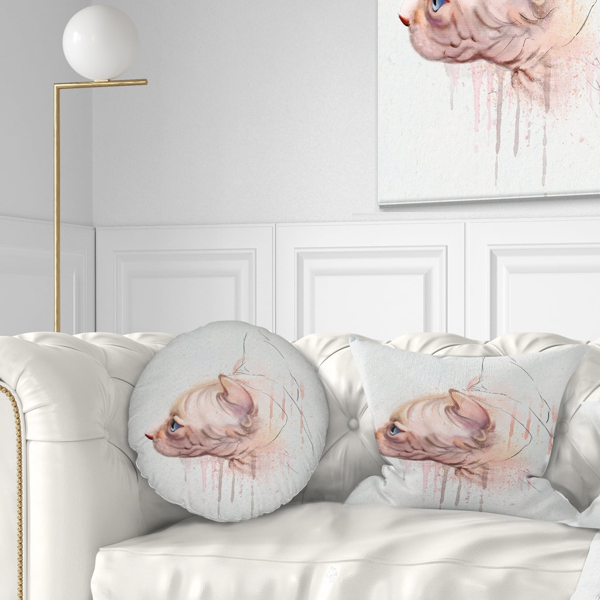 Designart Cute Sphinx Watercolor Illustration - Animal Throw Pillow - 12x20