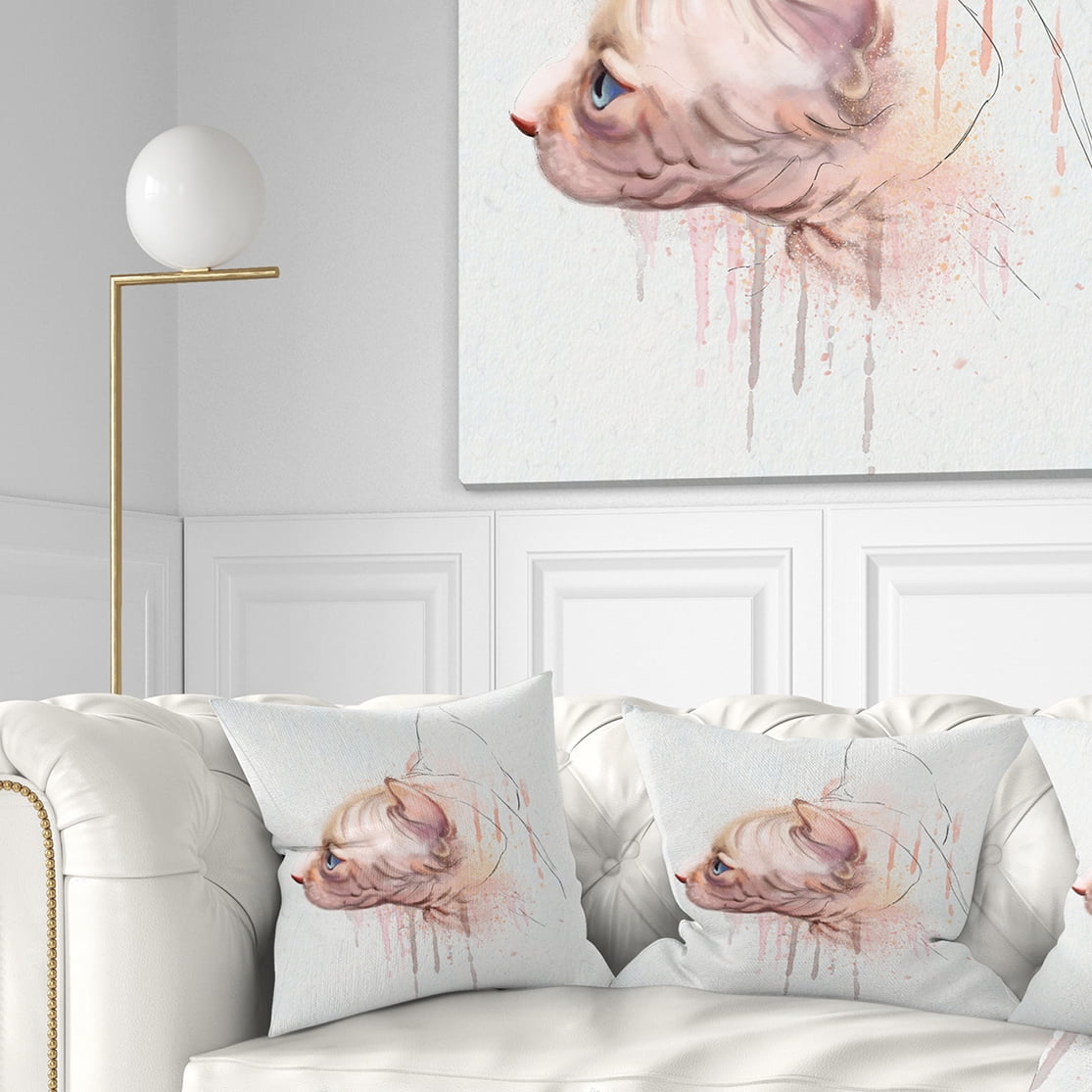 Designart Cute Sphinx Watercolor Illustration - Animal Throw Pillow - 18x18