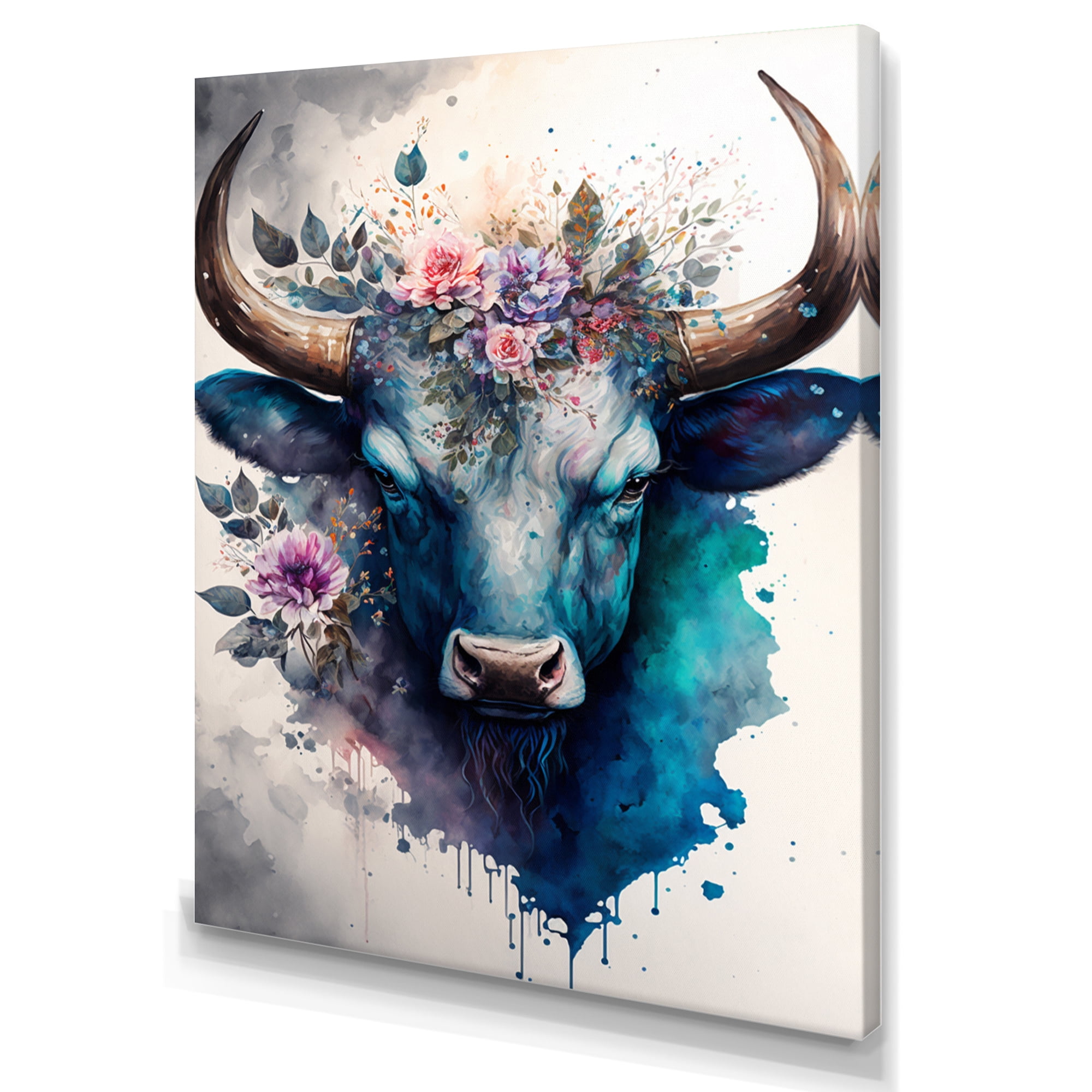 Designart Cute Taurus Floral Art I Canvas Wall Art