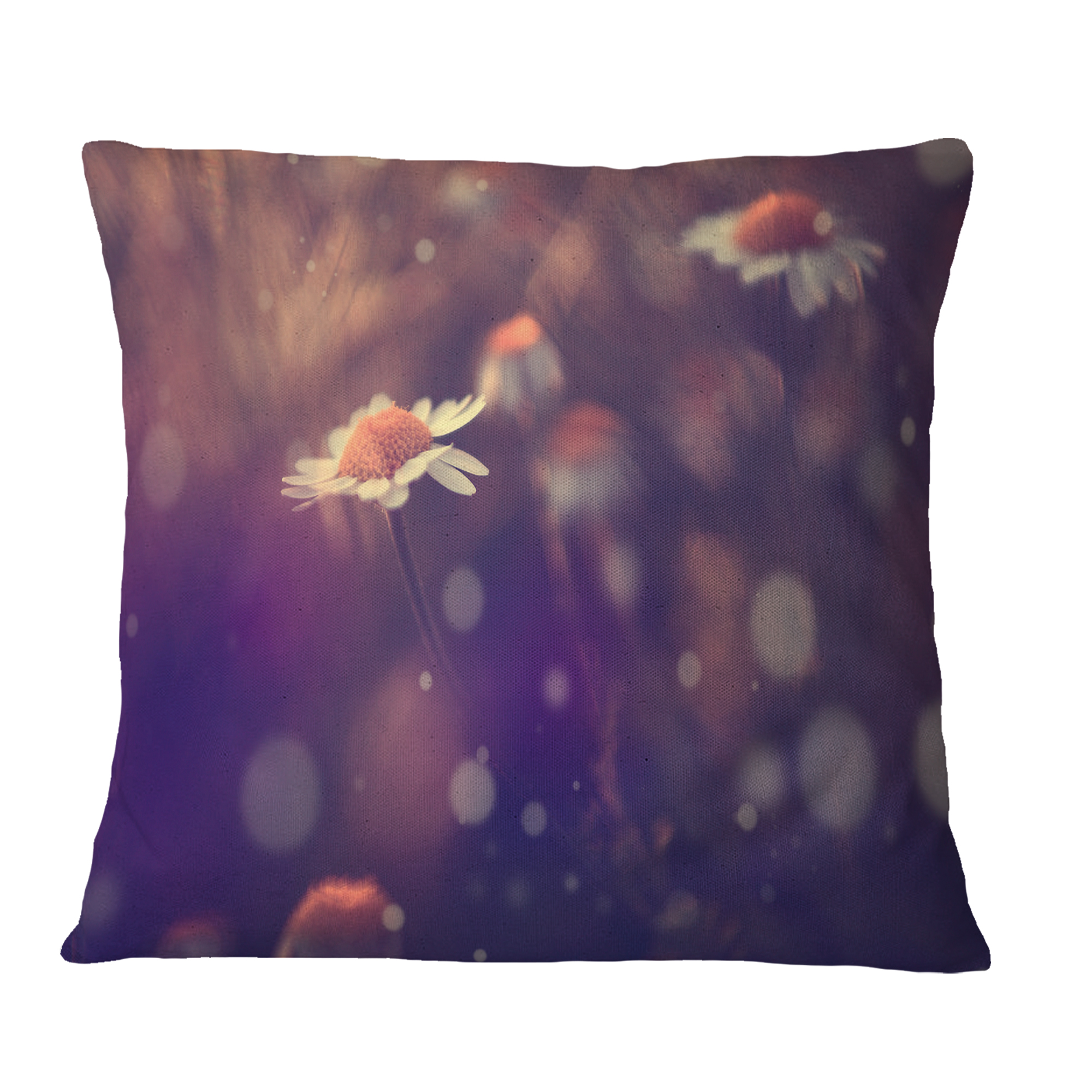 Designart Cute Vintage Flower With Bokeh - Floral Throw Pillow - 18x18