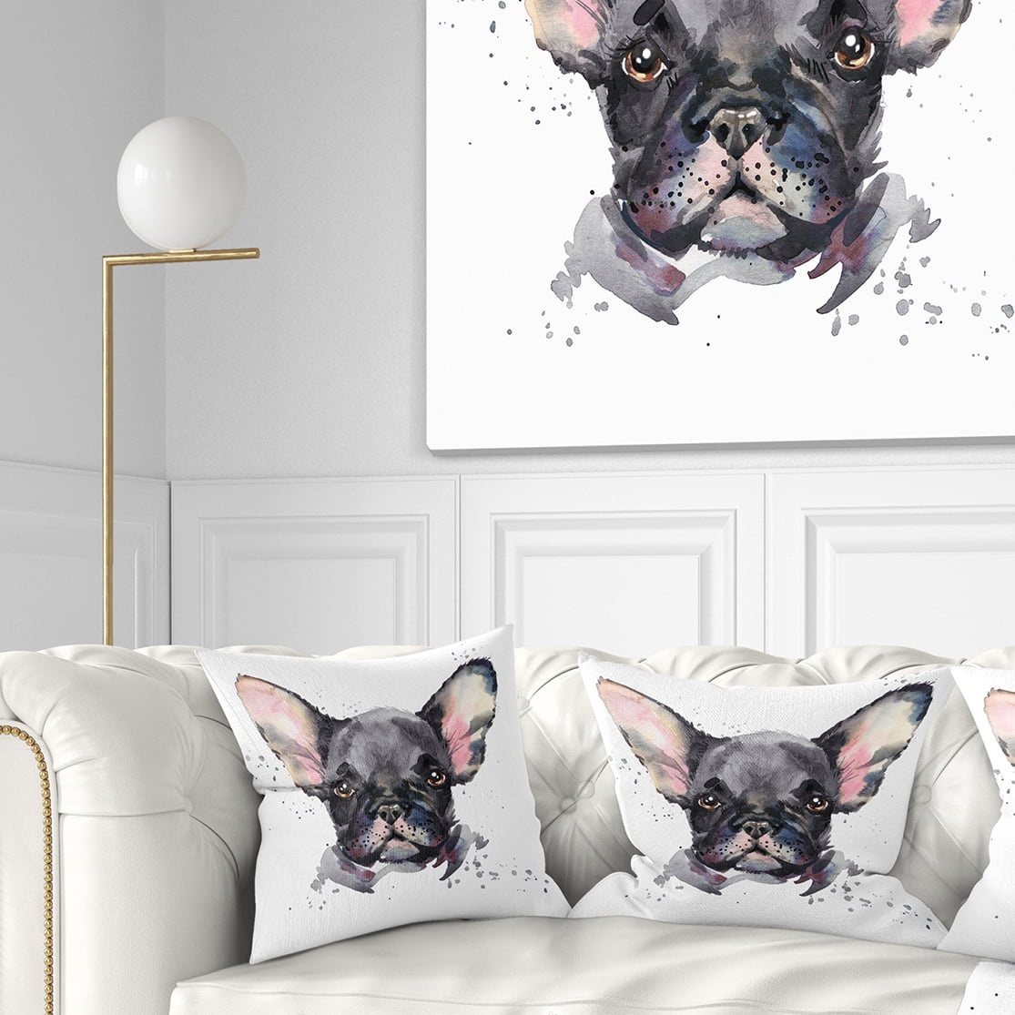 Designart Cute Watercolor Puppy Dog - Animal Throw Pillow - 16x16