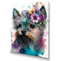 Designart Cute Yorkshire Floral Art Canvas Wall Art