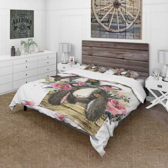 Designart 'Cute cartoon bunny toy' Animals Duvet Cover Set