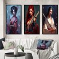 thumbnail image 1 of Designart "Cyberpunk Samurai Warrior III" Japon Woman Framed Wall Art Set Of 3 - White Woman Japon Frame Gallery Set For Office Decor, 1 of 7