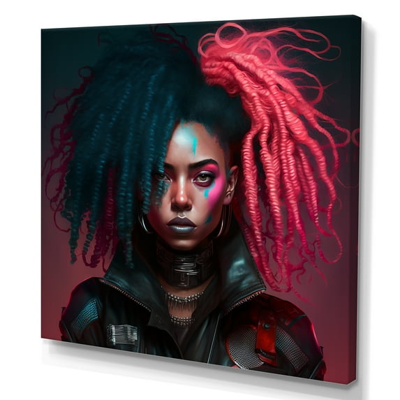 Designart Cyberpunk Woman With Curvy Hair III Canvas Wall Art