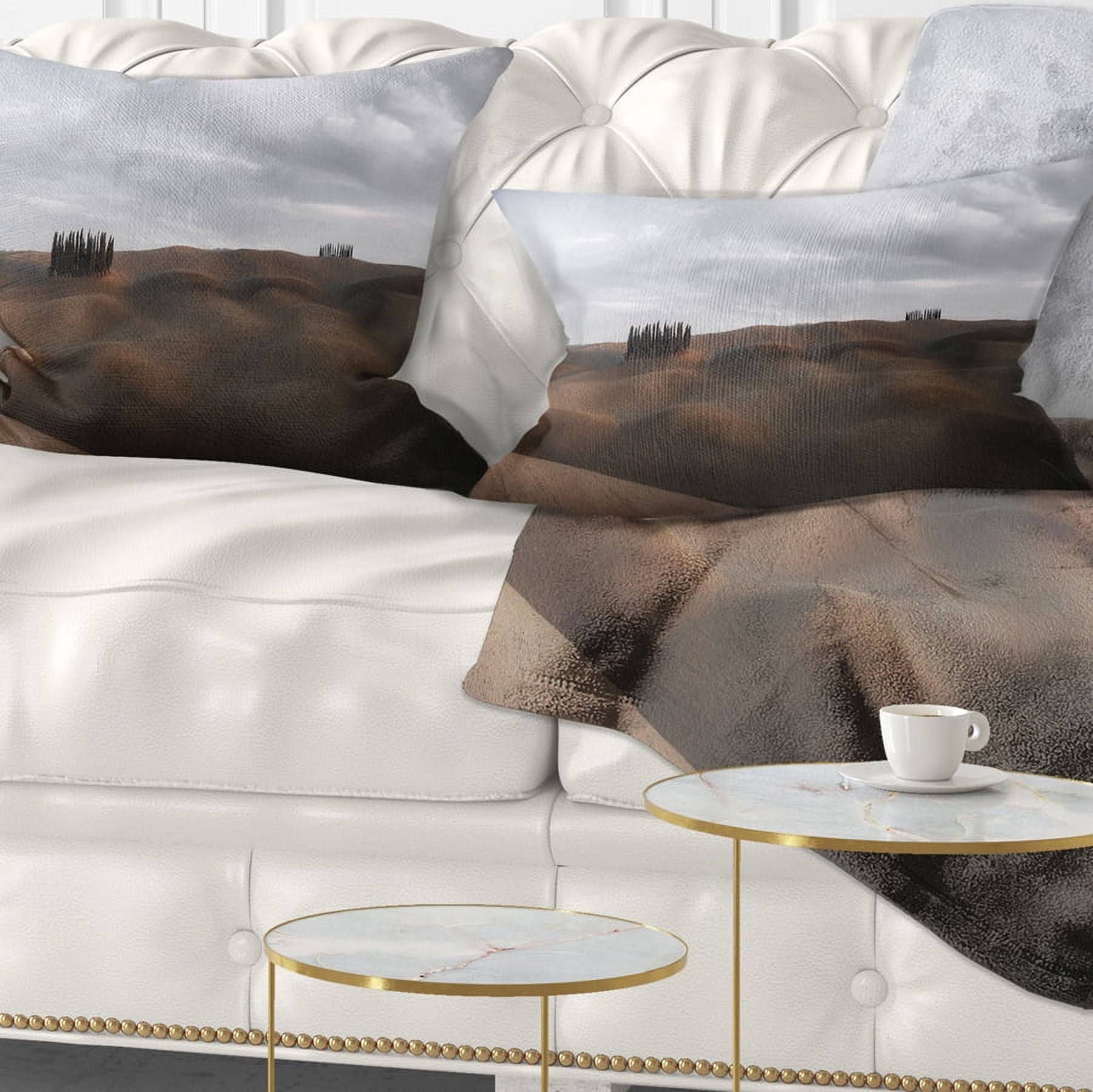 Designart Cypress Grove at the Field Panorama - Landscape Printed Throw Pillow - 12x20