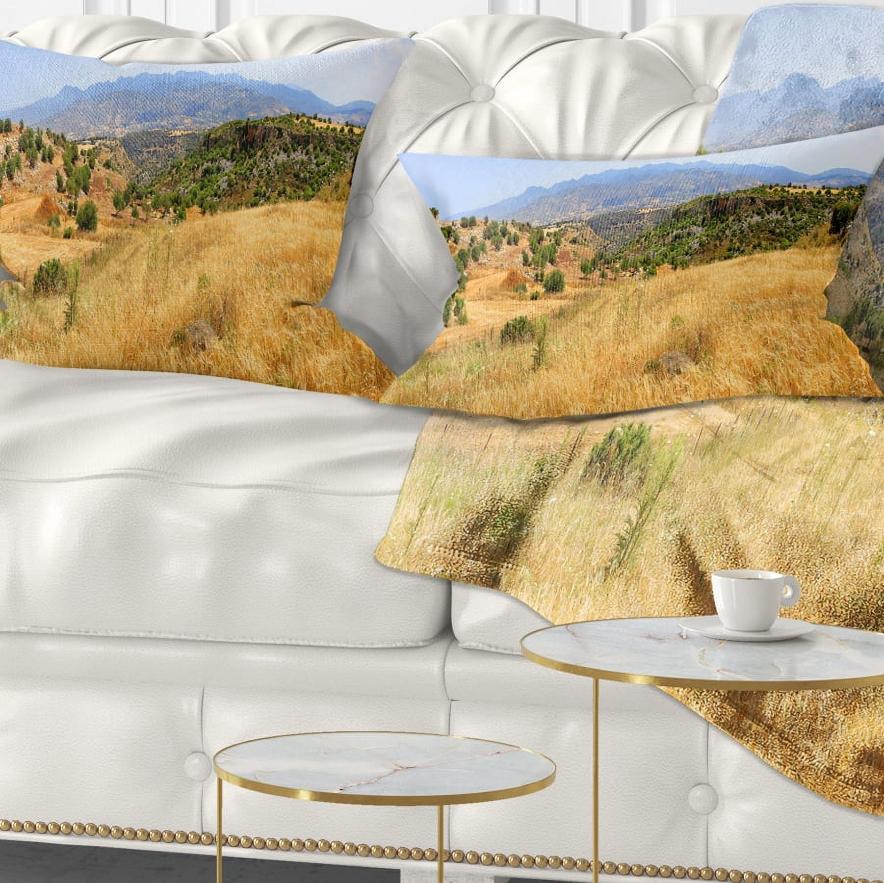 Designart Cyprus Landscape Panoramic View - Landscape Printed Throw Pillow - 12x20