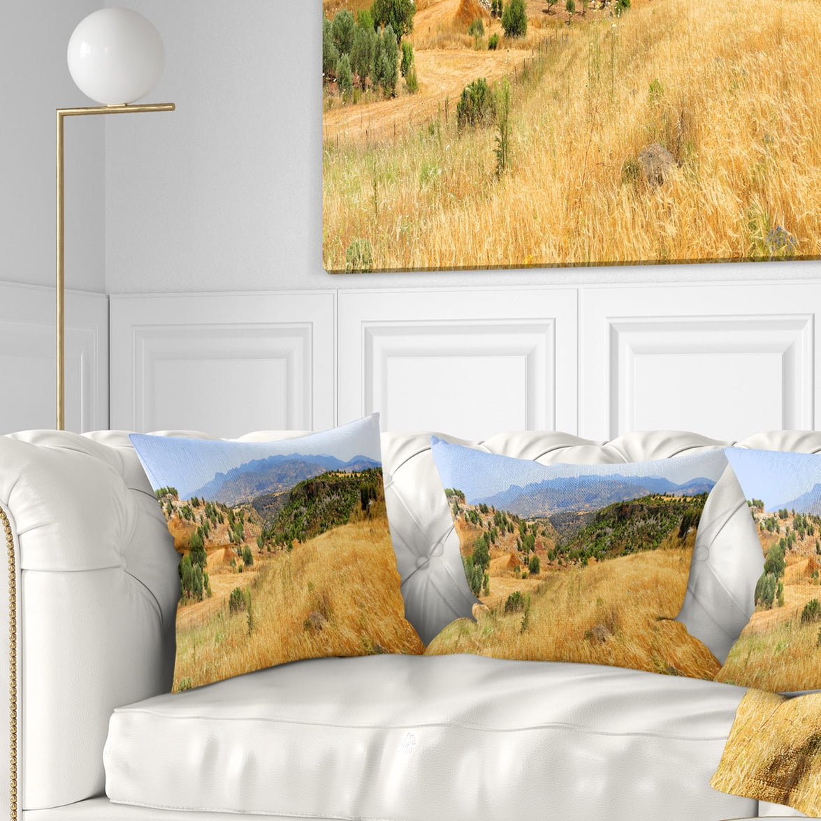 Designart Cyprus Landscape Panoramic View - Landscape Printed Throw Pillow - 18x18