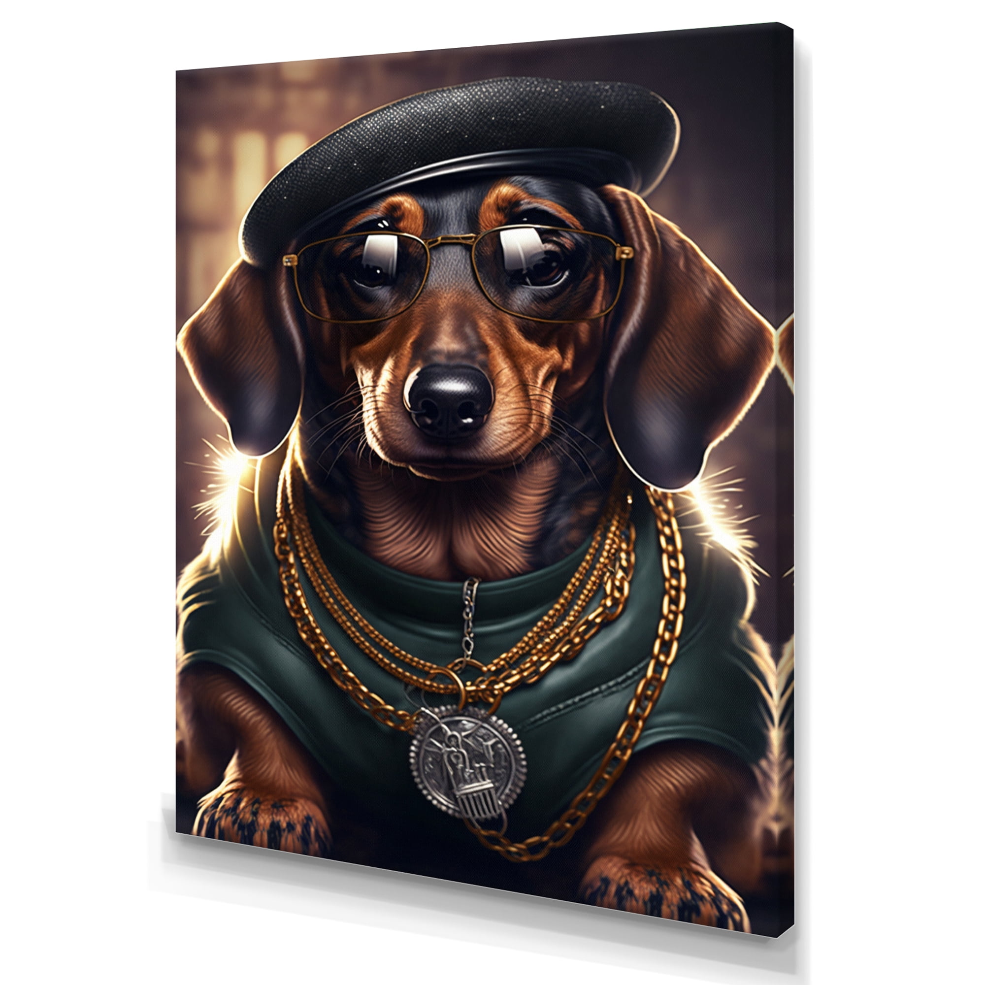 Designart Dachshund Gangster In NYC IV Canvas Wall Art