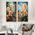 thumbnail image 1 of Designart "Daffodils landscape Dance V" Daffodils Framed Wall Art Set Of 2 - White Floral Framed Canvas Set For Living Room Decor, 1 of 7