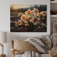 thumbnail image 1 of Designart "Daffodils landscape Sunset II" Floral Print on Natural Pine Wood, 1 of 5