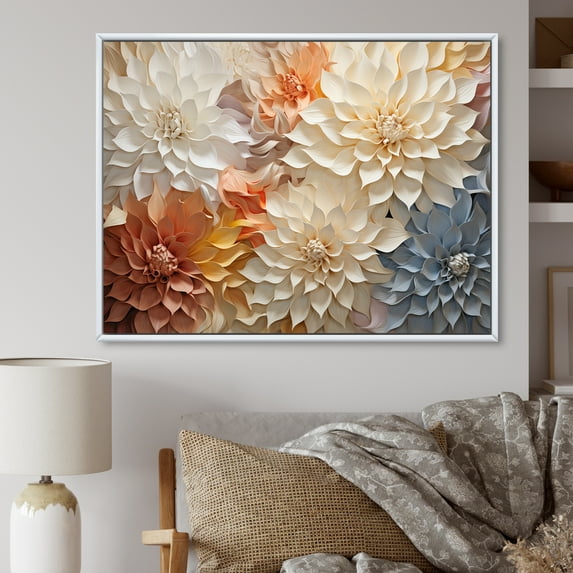Designart "Dahlia Blossom Ensemble" Dahlia Floater Framed Canvas Prints