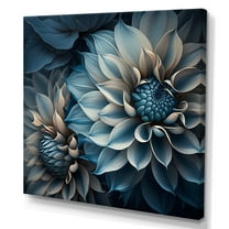 Designart Dahlia Flowers Blue And White II Canvas Wall Art