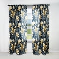 thumbnail image 1 of Designart "Dahlia Haven In Blues" Floral Beige, Blue Curtain 1 Panel, 1 of 6
