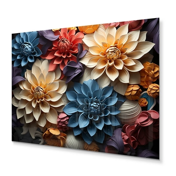 Designart "Dahlia landscape Vibrant Composition II" Floral Metal Art Print