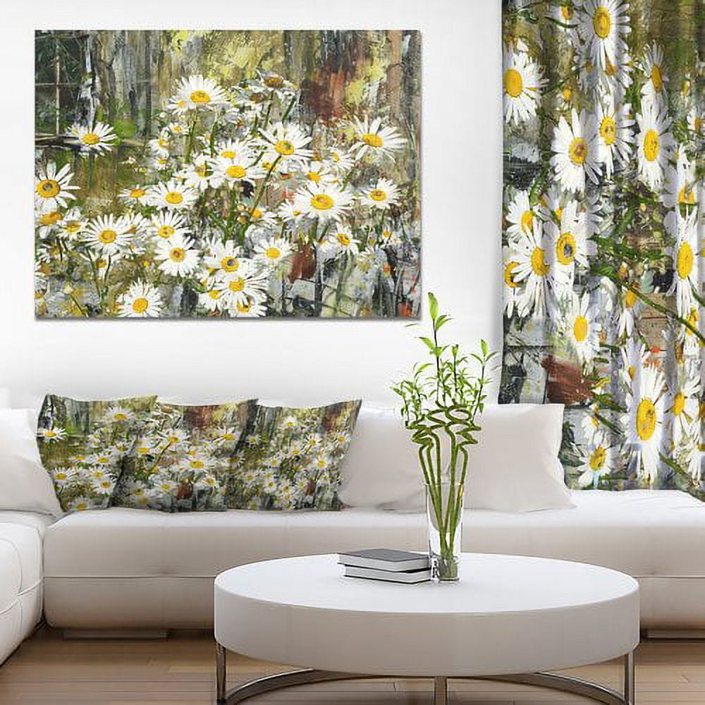 Designart 'Daisies Flowers Under the Window ' Floral Art Canvas Print