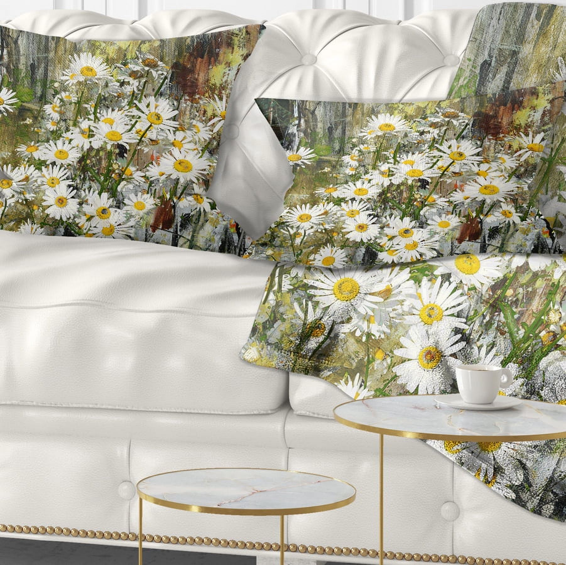 Designart Daisies Flowers Under the Window - Floral Throw Pillow - 12x20