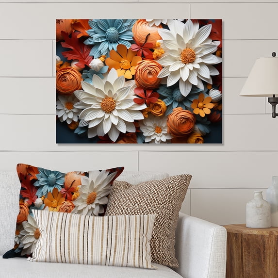 Designart "Daisies landscape Aerial View" Floral Metal Art Living Room