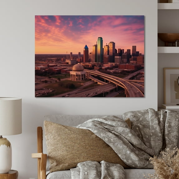 Designart "Dallas City s Various Perspectives I" Dallas Metal Wall Art