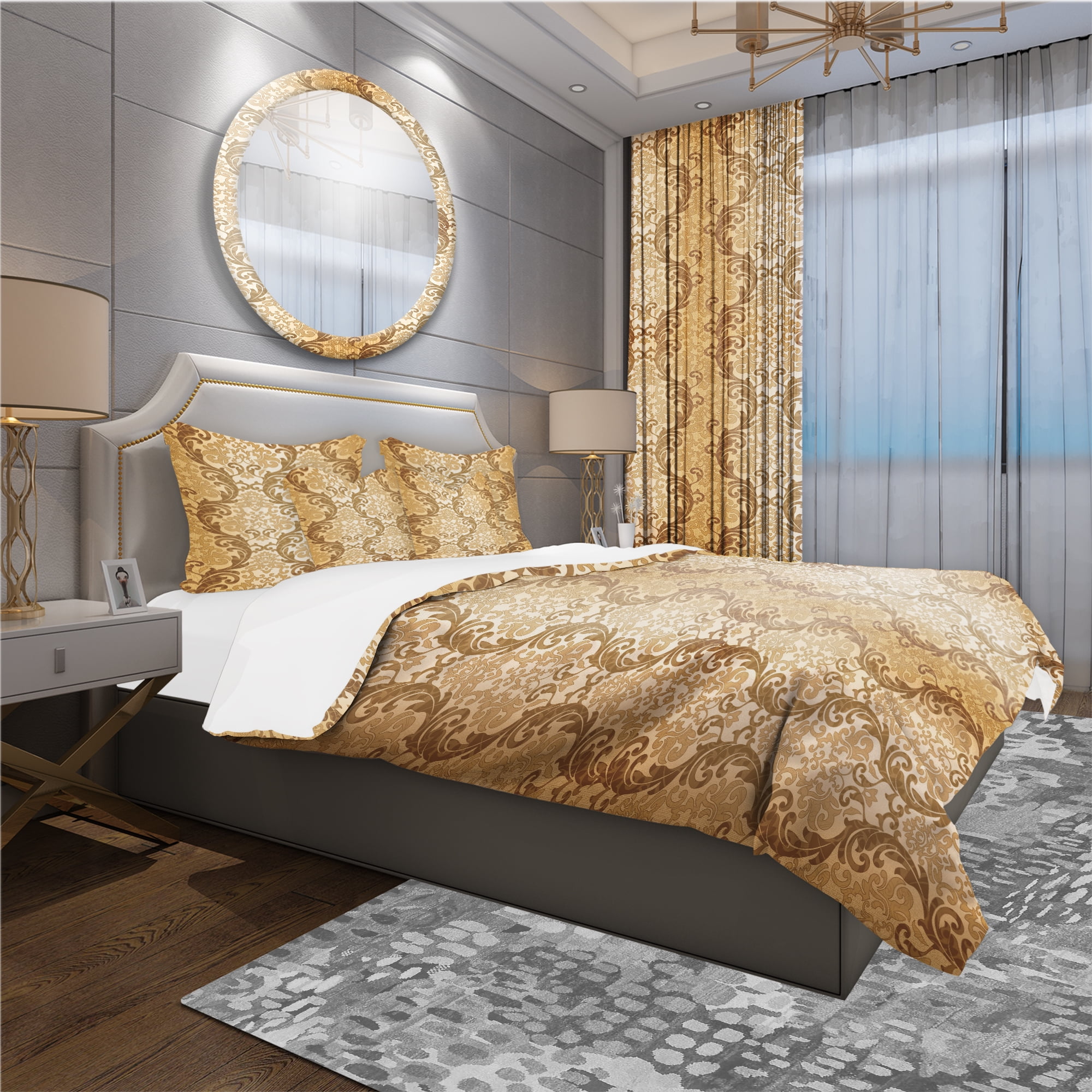 Designart 'Damask pattern' Mid-Century Modern Duvet Cover Set