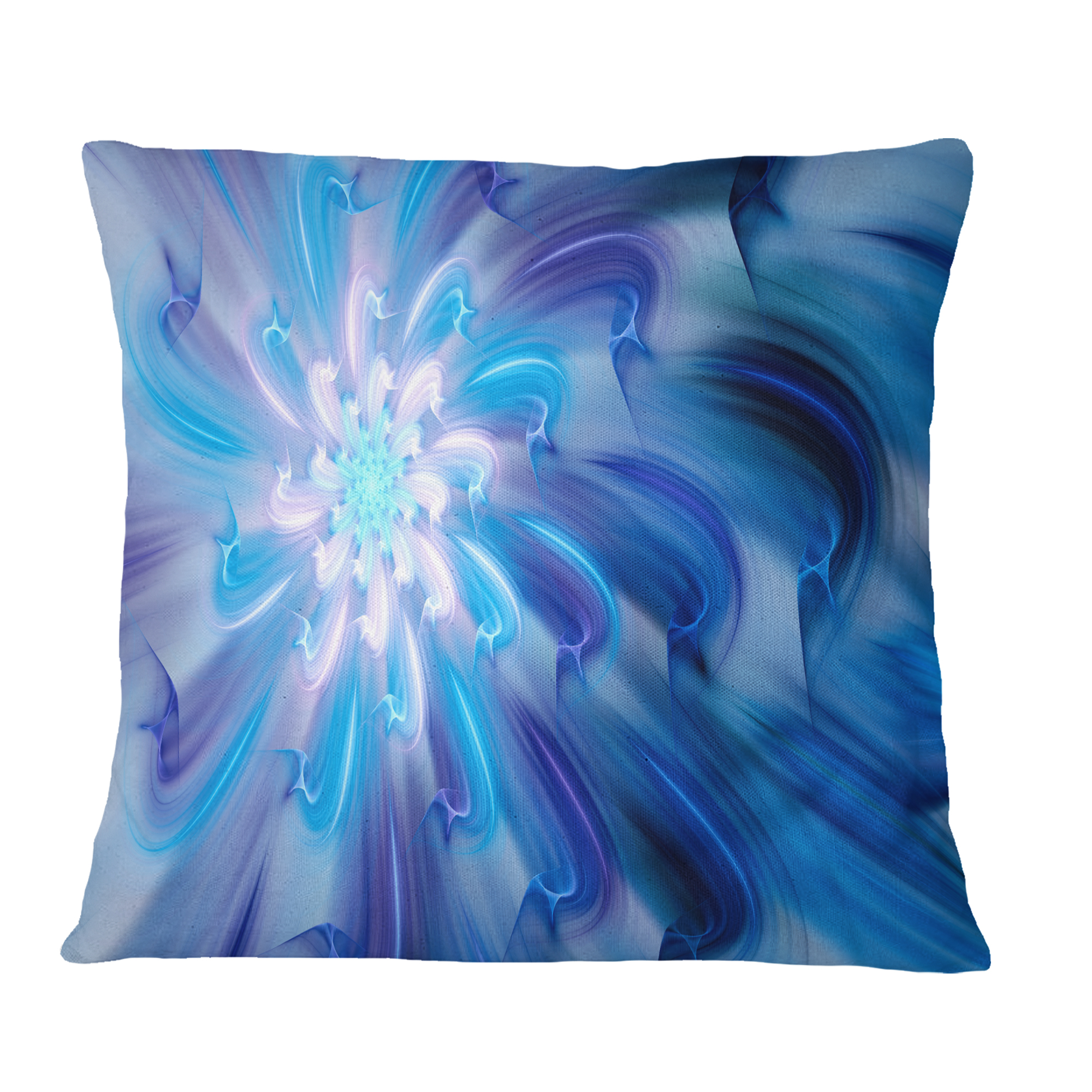 Designart Dance of Blue Fractal Flower Petals - Floral Throw Pillow - 16x16
