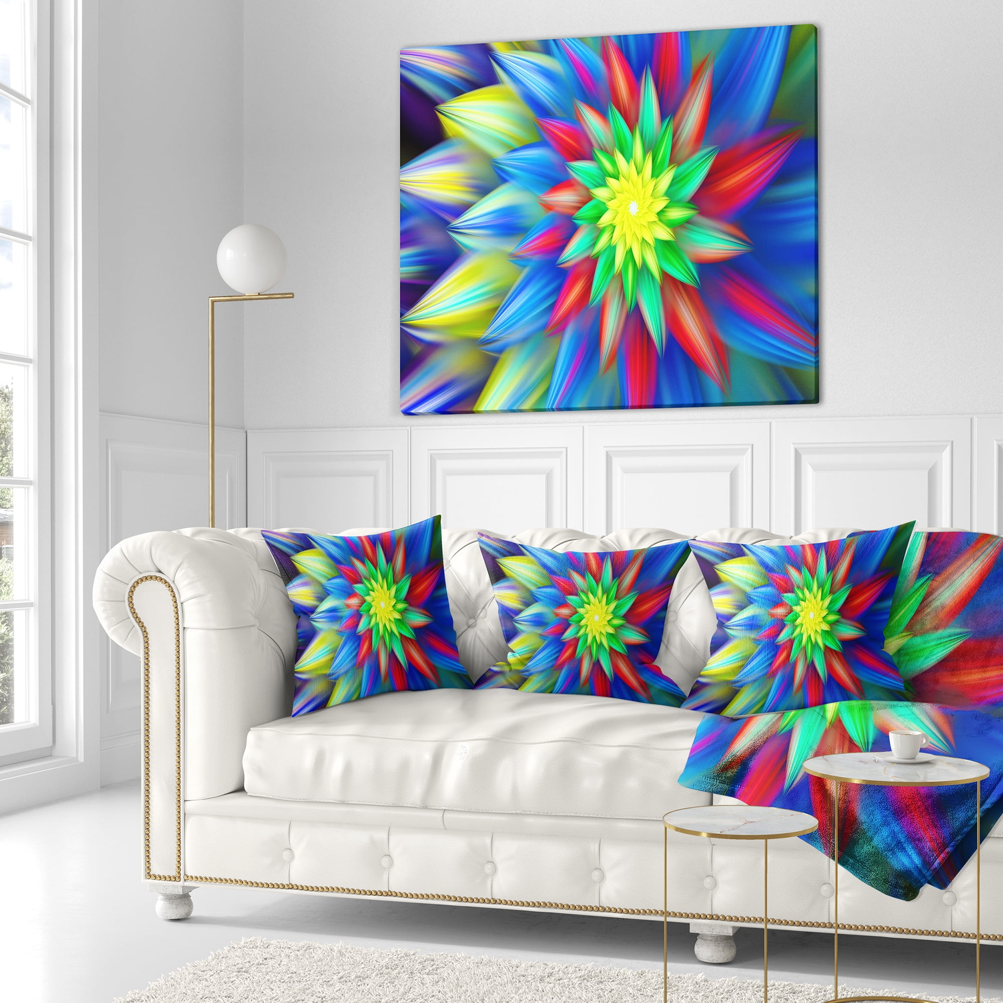 Designart Dance of Bright Multi Color Flower - Floral Throw Pillow - 18x18