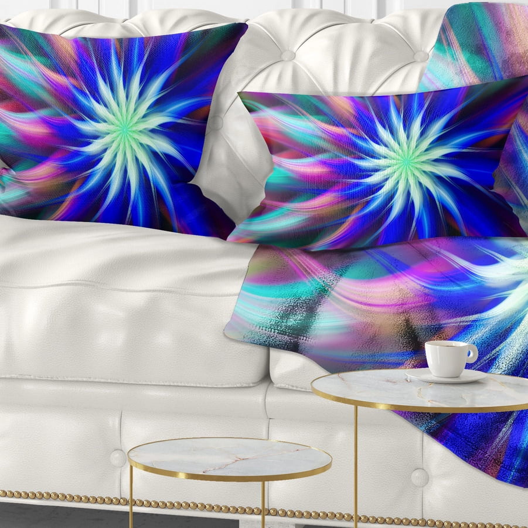 Designart Dance of Bright Spiral Blue Flower - Floral Throw Pillow - 12x20