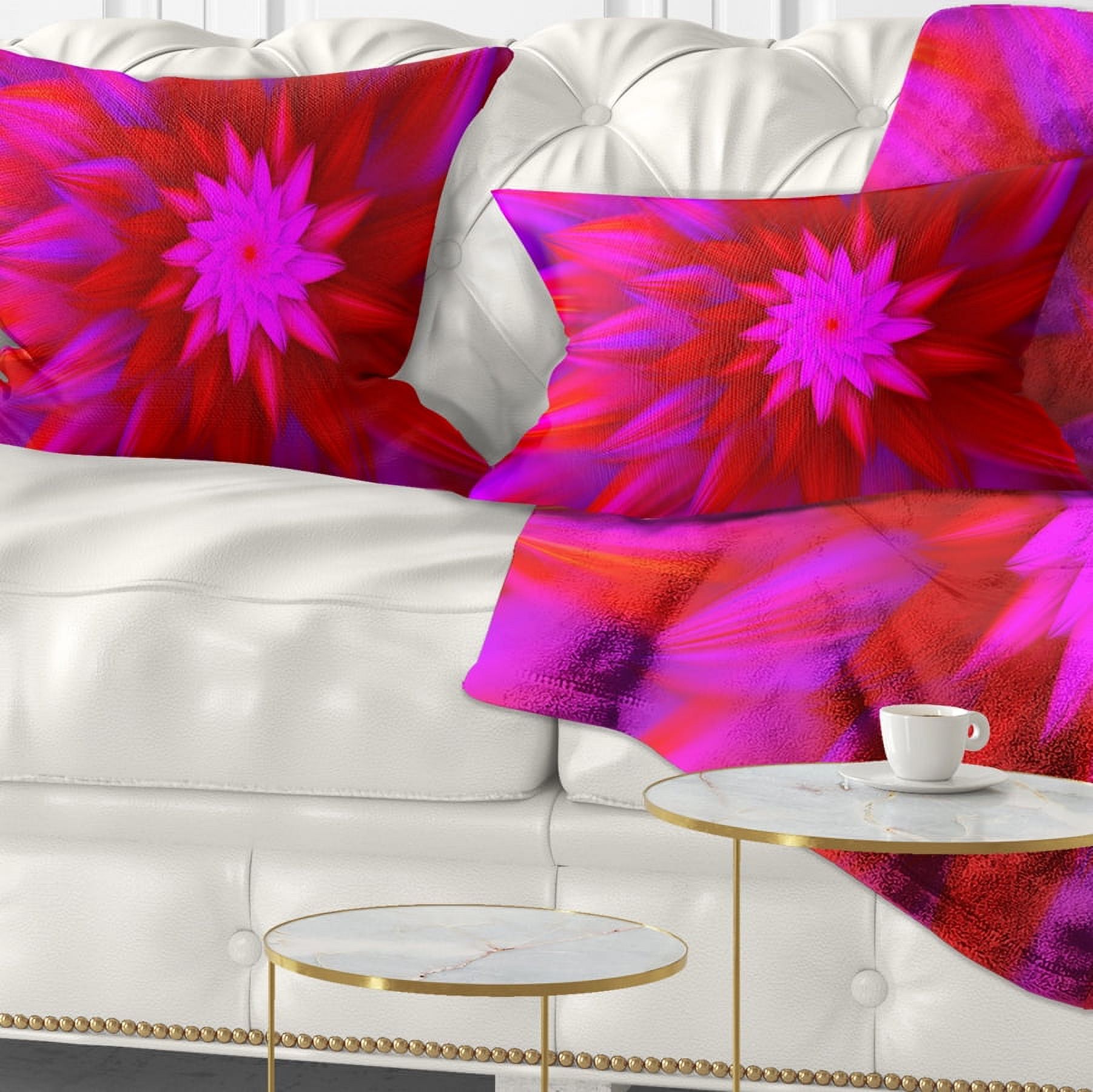 Designart Dance of Bright Spiral Pink Flower - Floral Throw Pillow - 12x20