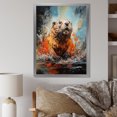 Designart "Dance of Brown Beaver III" Animals Framed Wall Art Modern