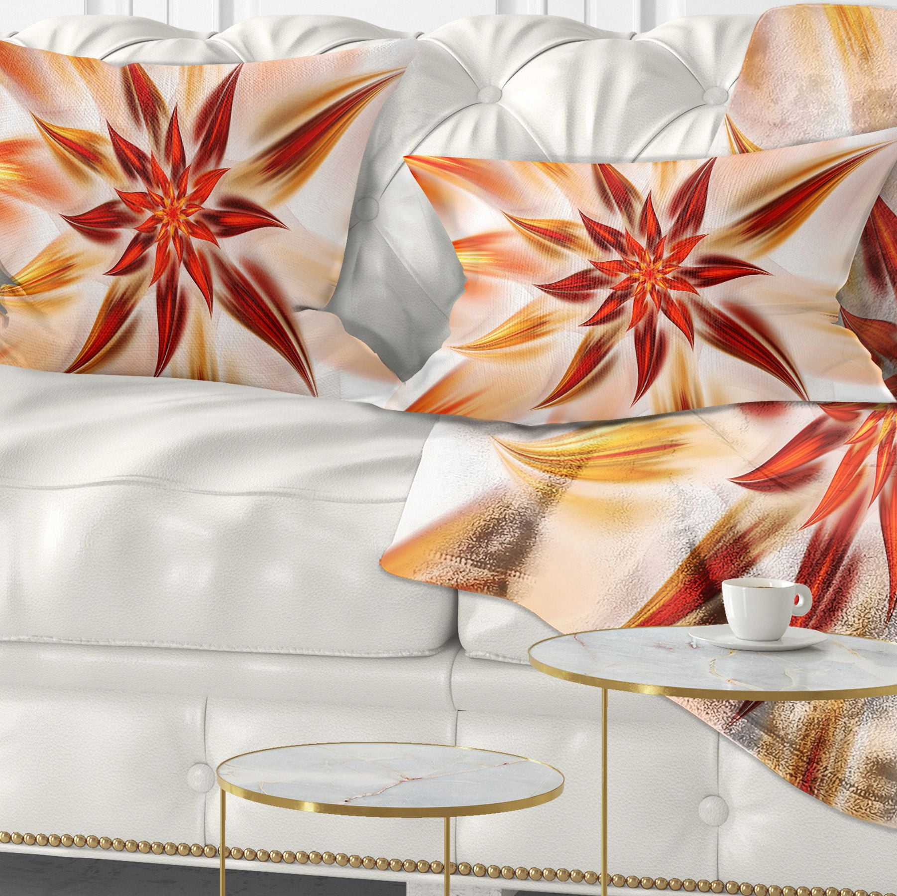 Designart Dance of Brown Exotic Flower - Floral Throw Pillow - 12x20