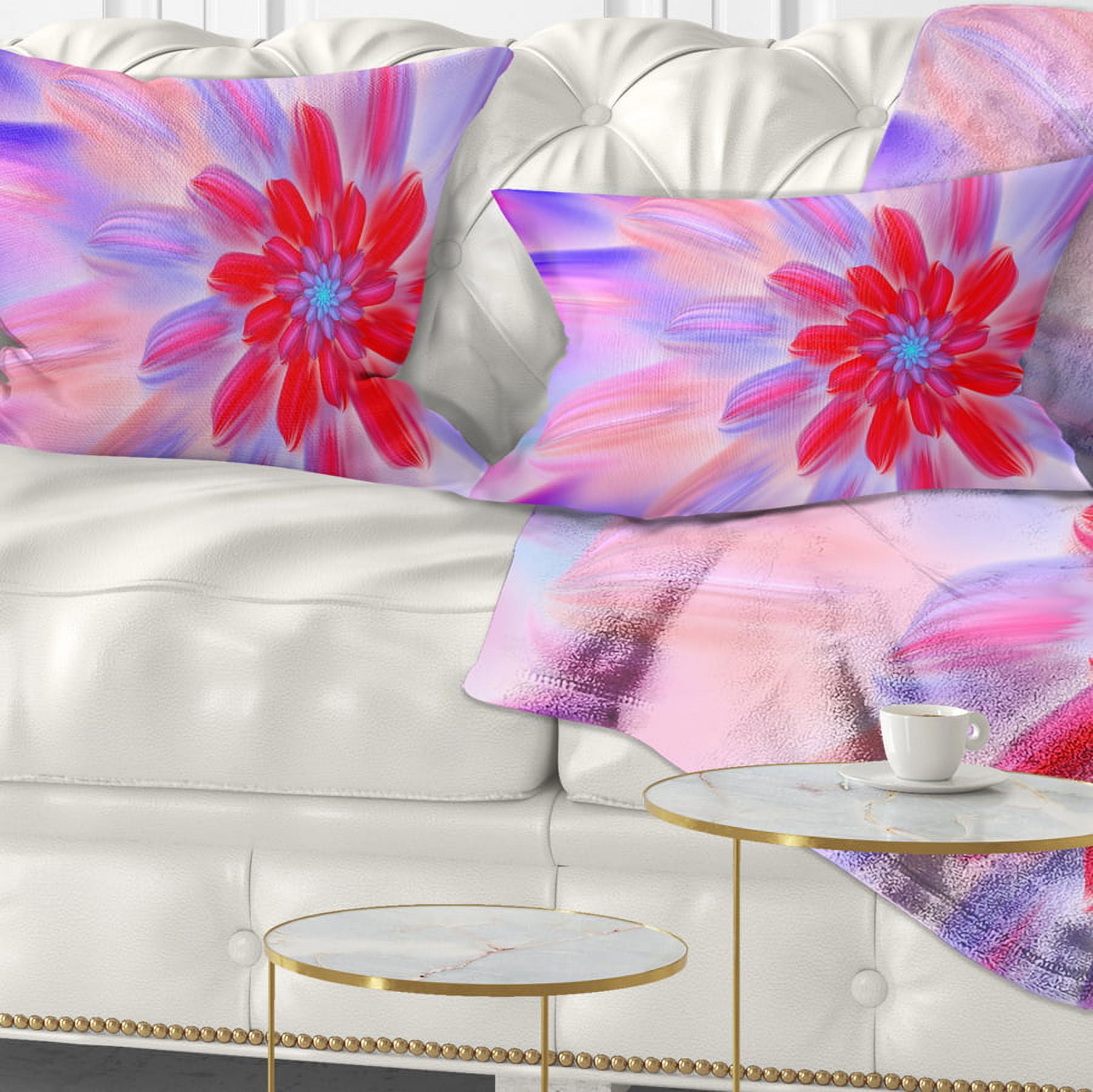 Designart Dance of Fractal Pink Petals - Abstract Throw Pillow - 12x20