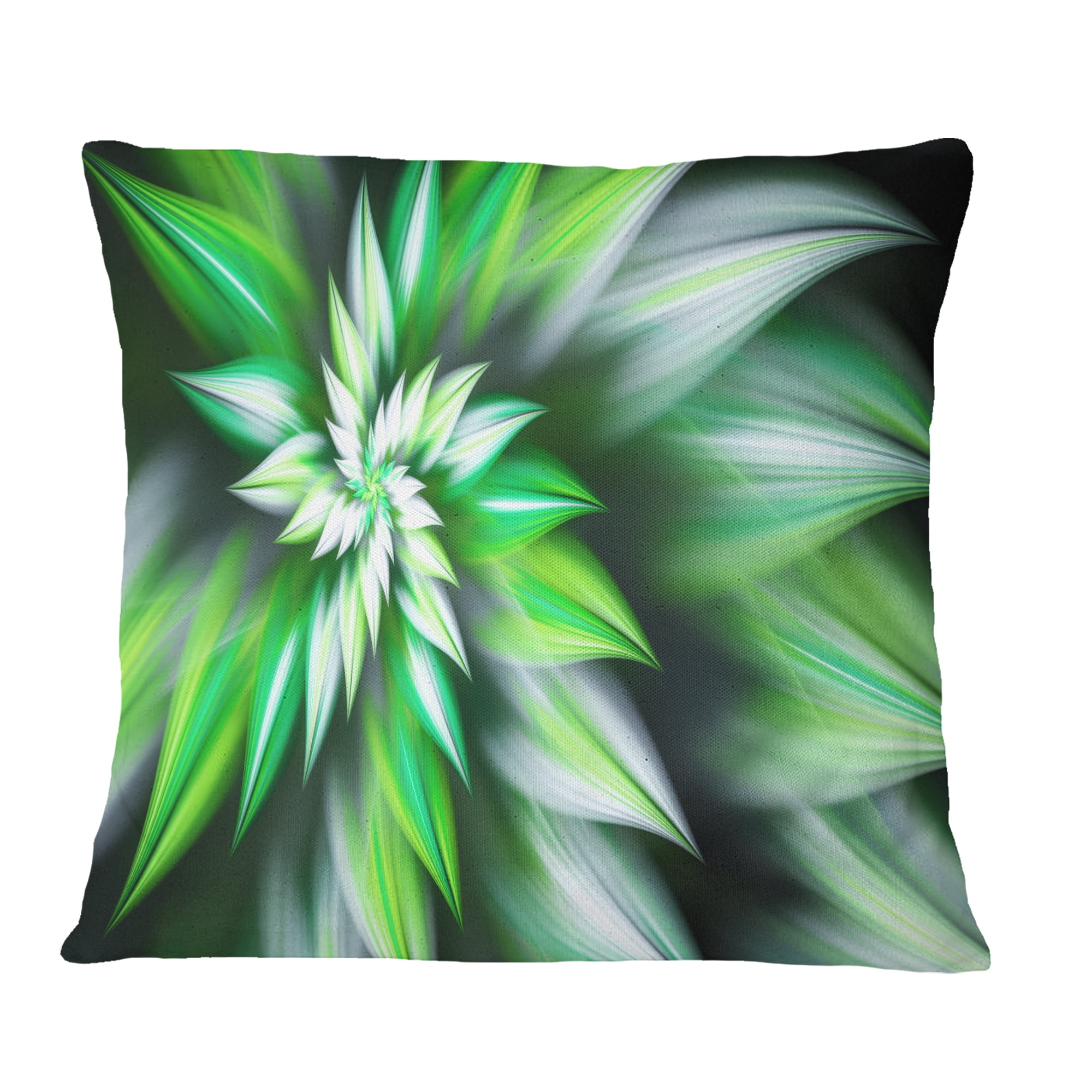 Designart Dance of Green Exotic Flower - Floral Throw Pillow - 16x16