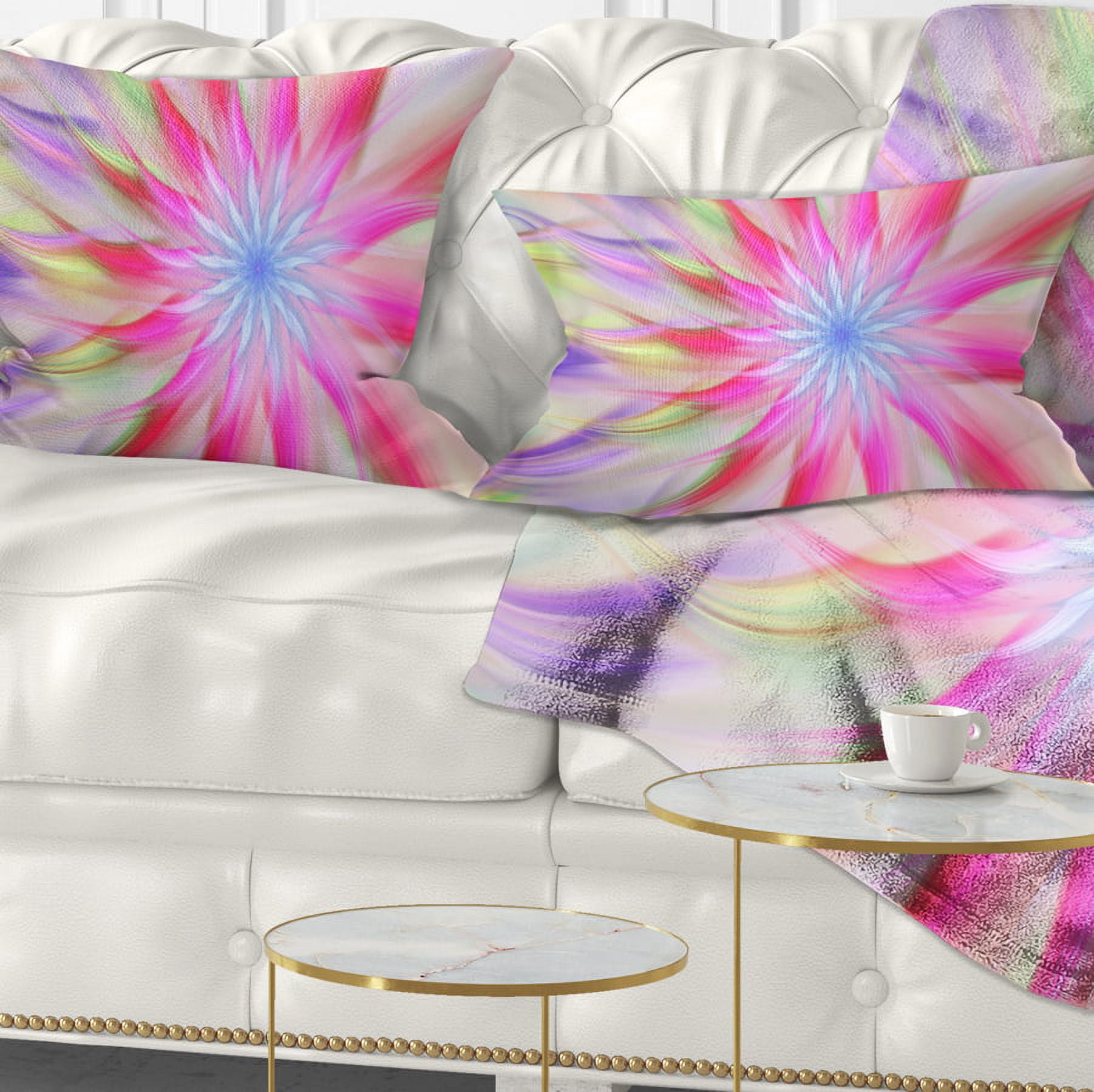 Designart Dance of Pink Exotic Flower - Floral Throw Pillow - 12x20