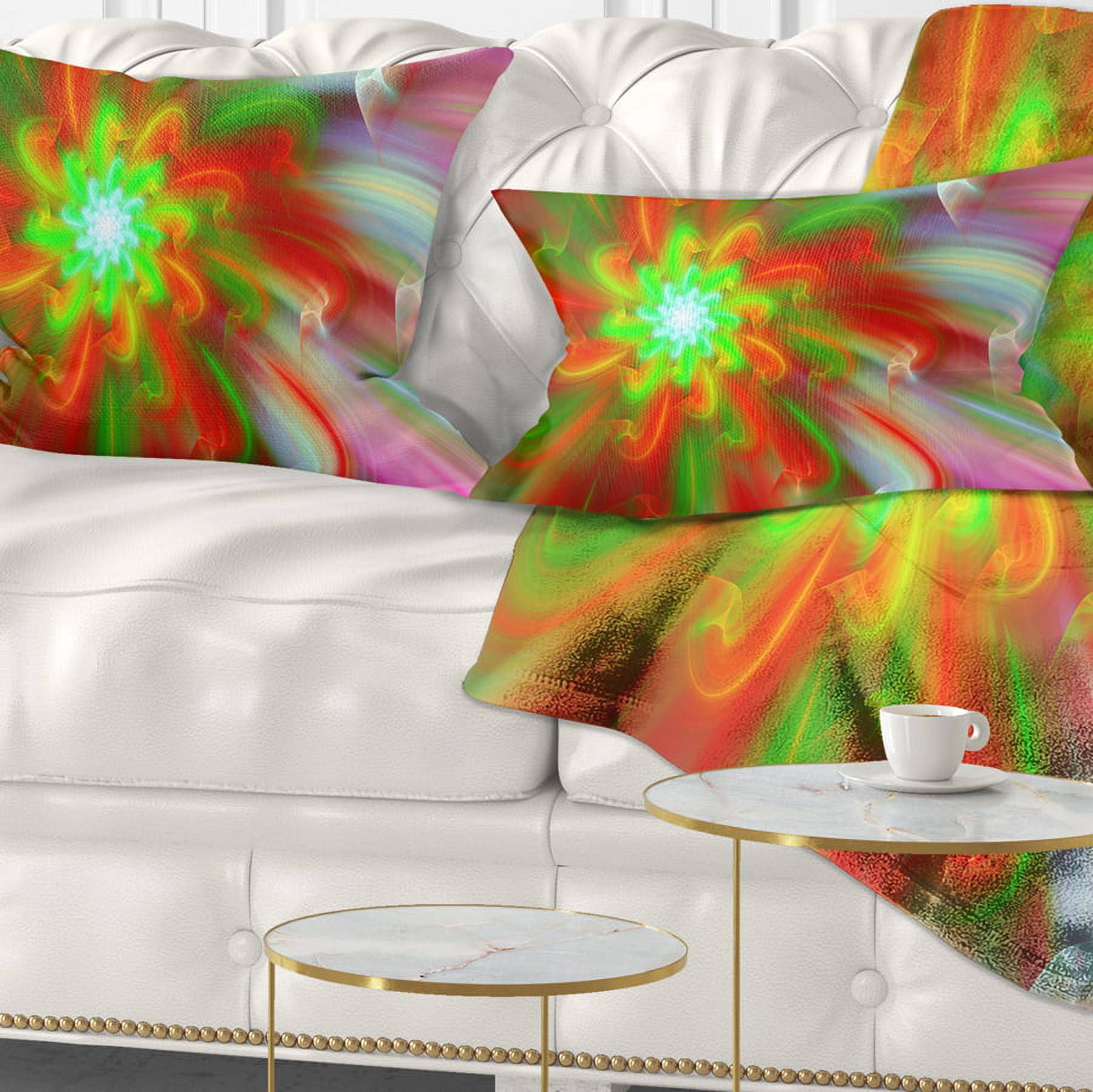 Designart Dance of Red Fractal Flower Petals - Floral Throw Pillow - 12x20