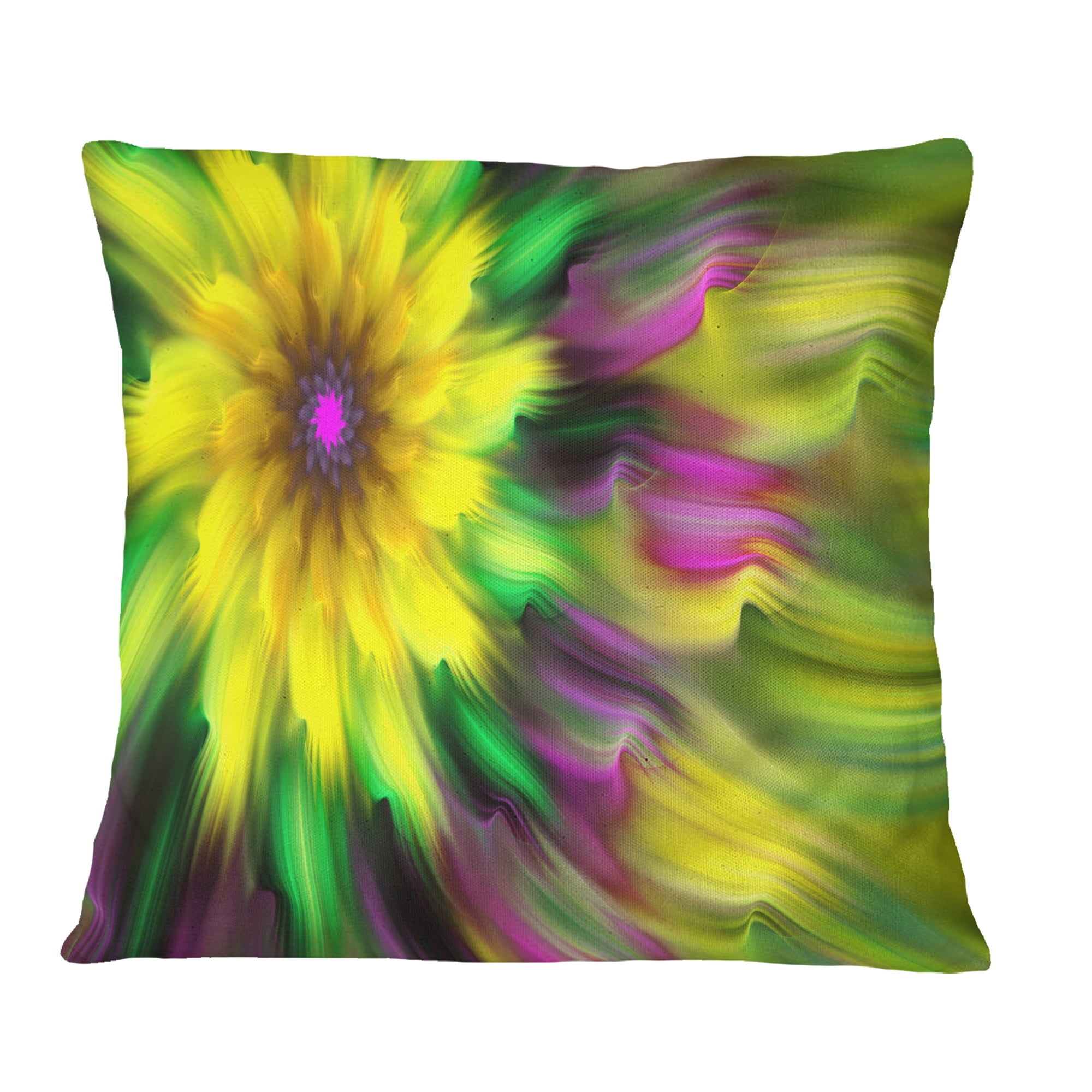Designart Dance of Yellow Exotic Flower - Floral Throw Pillow - 18x18