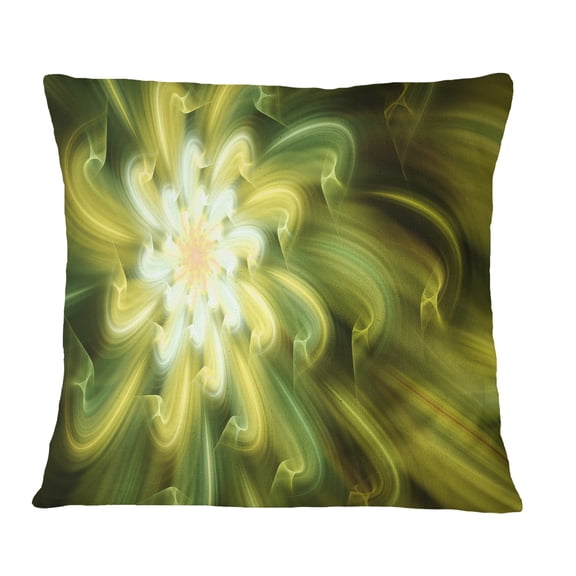 Designart Dance of Yellow Fractal Petals - Floral Throw Pillow - 16x16